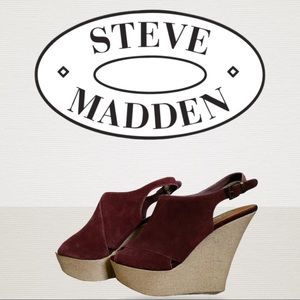 Steve Madden Peep Toe Burgundy Wedges